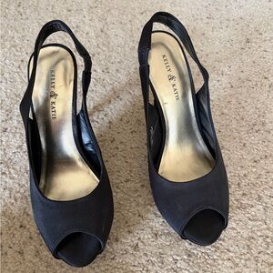 Kelly & Katie Elegant Black Slingback Heels